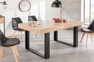 Table Cassym Mobilier Budapest - coloris naturel et noir, 160x78x90 cm