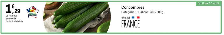 Lot de 2 concombres - Calibre 1, Origine France