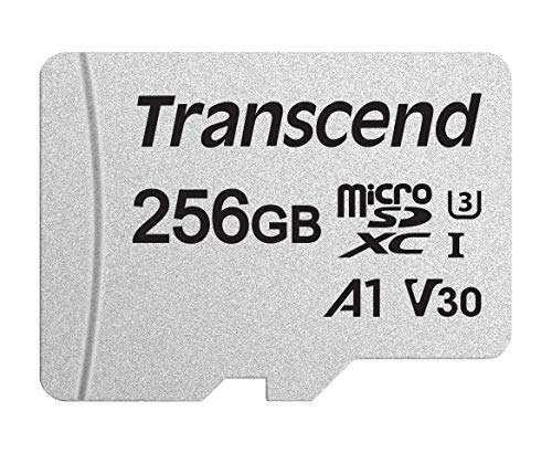 Carte mémoire SDXC Transcend U3 V30 A1 - 256 Go avec adapteur (TS256GUSD300S-A)