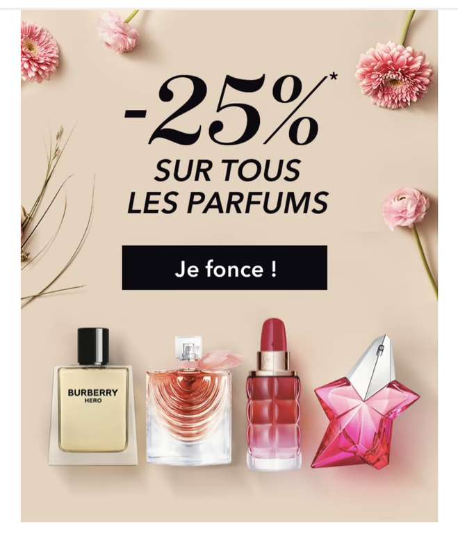 25% de remise sur une sélection de Parfums