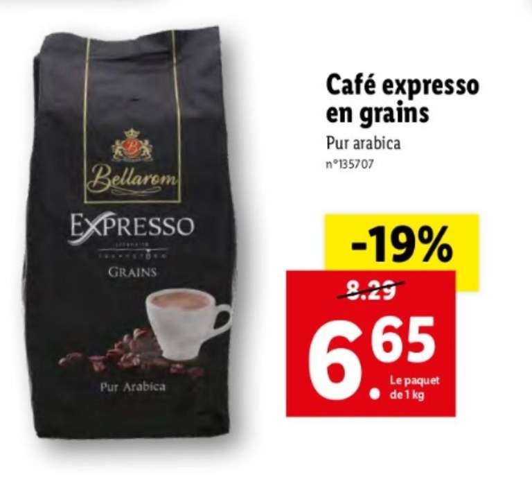 Sachet de café en grains Bellarom Expresso Pur Arabica - 1 kg