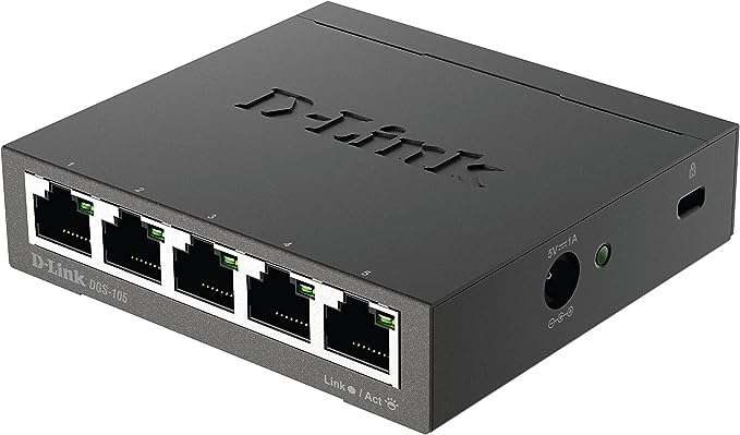Switch D-Link DGS-105 - 5 ports Gigabit 10/100/1000 Mbps (Boîtier métal)