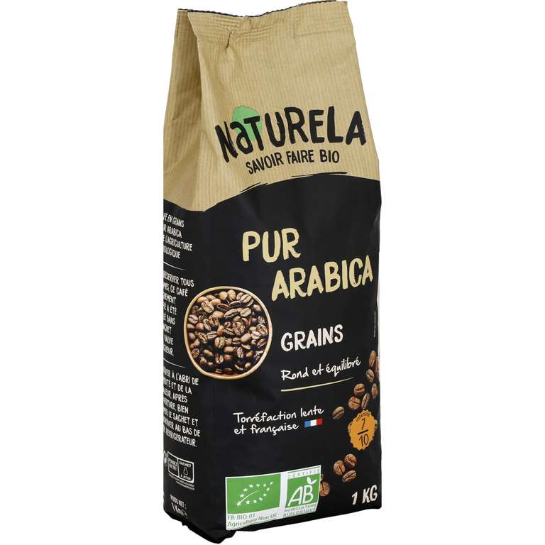Lot de 2 paquets de café en grains Bio Naturela - 2 x 1 kg