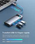 Hub USB-C Baseus 7-en-1 - 1x HDMI 4K@60Hz + 1x PD 100W + 3x USB-A 3.0 5Gbps + 2x Lecteurs Cartes SD/TF, Compatible PC, Mac & Steam Deck (VT)