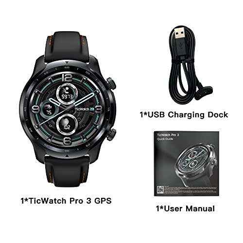 Montre connectée GPS mixte Ticwatch Pro 3 - noir (via coupon)