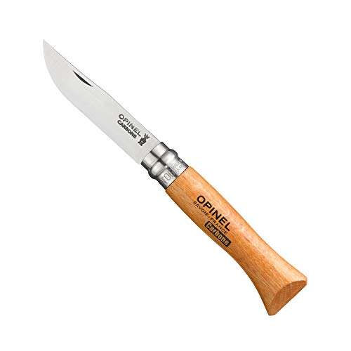 Couteau pliant Opinel N°06 Carbone - Lame en Acier 7 cm et Manche en Bois de Hêtre