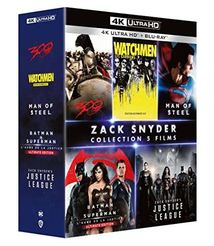 Coffret Blu-ray 4K UHD + Blu-Ray Snyder : 300 + Watchmen + Man of Steel + Batman : L'aube Zack Snyder's Justice League (vendeur tiers)