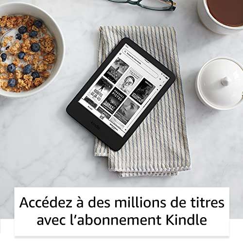 Liseuse 6" Kindle (2022) - Léger et compact, Écran haute résolution 6" 300 ppp, Noir ou Bleu (Avec pub à 79.99€ & Sans pub à 89.99€)