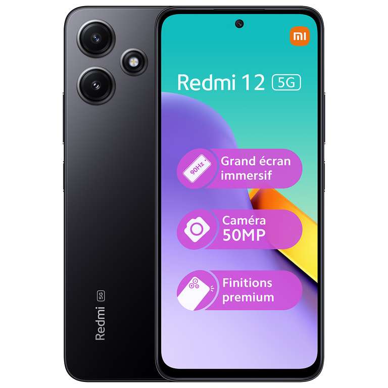 Smartphone 6,79" Xiaomi Redmi 12 5G - FHD+ IPS 90Hz, Snapdragon 4 Gen 2, 4/128Go, Plusieurs Coloris (Via ODR de 20€ sur Facture)