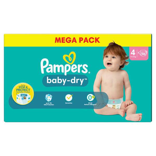 Couches culottes bébé baby-dry taille 5 PAMPERS : le paquet de 96 couches à  Prix Carrefour