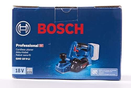 Rabot sans-fil Bosch Professional 18V System GHO 18V-LI - régime à vide 14000 tr/min, épaisseur copeau maxi 1,6mm, sans batterie ni chargeur