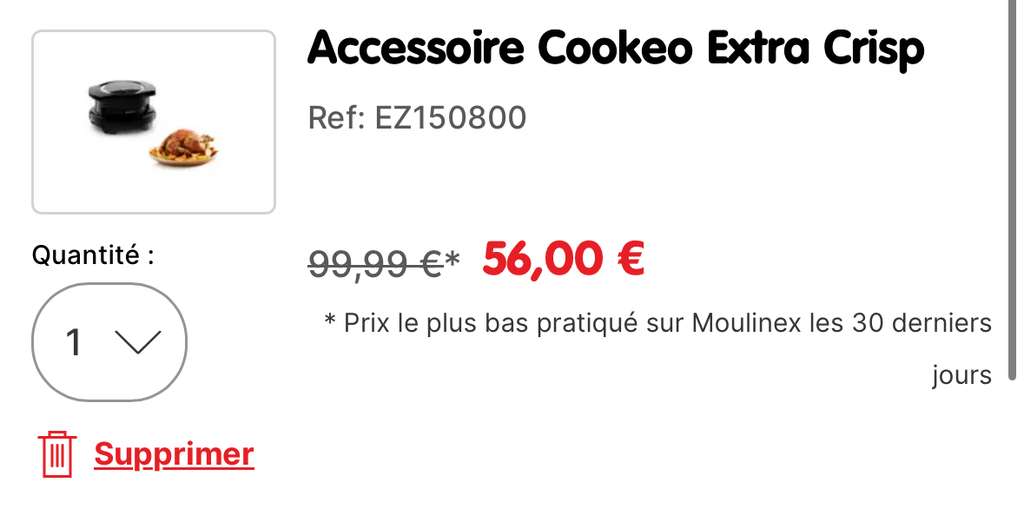 Extra Crisp pour Cookeo Moulinex EZ150800