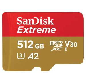Carte mémoire micro SDXC SanDisk 512 Go Extreme + Adaptateur SD, Classe 10, U3, V30 (+2.20€ en RP)