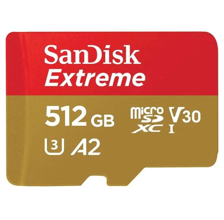 Carte mémoire micro SDXC SanDisk 512 Go Extreme + Adaptateur SD, Classe 10, U3, V30 (+2.20€ en RP)