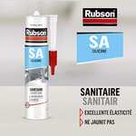 Lot de 3 tubes de Mastic Rubson SA Sanitaire - Blanc, Silicone acétique antifongique, 300ml