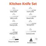 [Prime] Ensemble de couteaux 18 pièces à poignée confortable Amazon Basics - En acier inoxydable avec bloc de rangement
