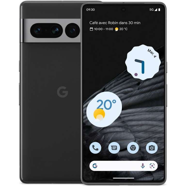 Smartphone 6,7" Google Pixel 7 Pro 128 Go, RAM 12go Noir Obsidien (Version US + 3,89€ en RP)