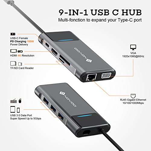 Hub USB C 9 en 1 Novoo (vendeur tiers)