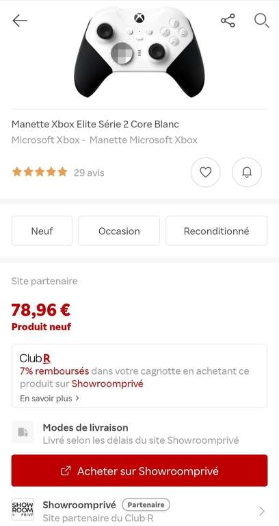 Manette sans fil Microsoft Xbox Elite Series 2 Core blanche