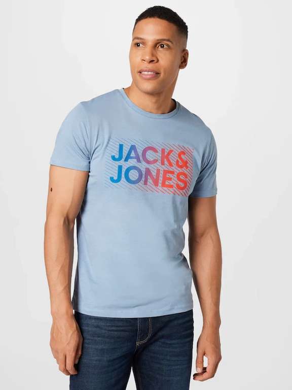 Sélection de T-shirts Jack & Jones en promotion à partir de 5,94€ pour Hommes - Ex : T-shirt - Bleu - 100% coton (Taille S)