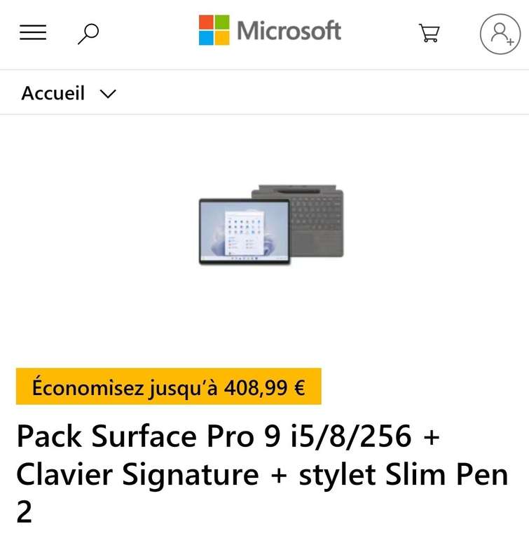 Pack Surface Pro 9 i5/8/256 + Clavier Signature + stylet Slim Pen 2