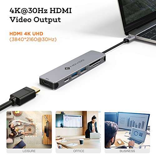 NOVOO HUB USB C HDMI, Adaptateur USB C vers HDMI 4K, 3 x USB 3.0, Lecteur  de  EUR 39,58 - PicClick FR