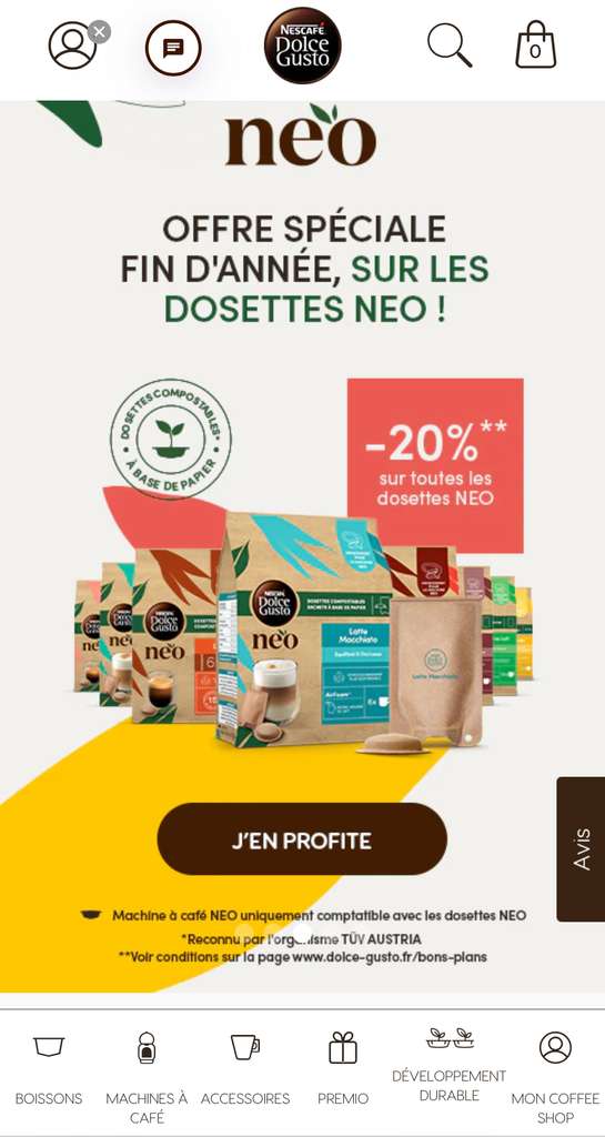 20% de réduction sur les capsules de café Neo - Ex : Paquet de 12 capsules  Espresso (Mini 30€ d'achat) –