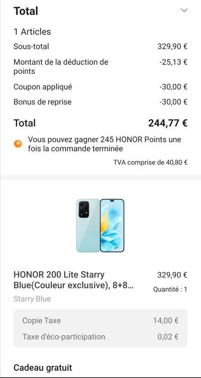 [Gratuit] +2000 Points Honor (20€) à récupérer dans My Honor App