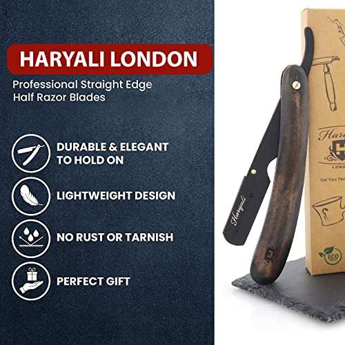 Coupe choux barbe Haryali London - Manche en bois, avec lames et pochette en cuir (Vendeur tiers)