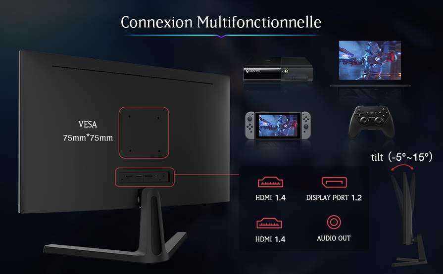 Écran PC Gaming 24.5 Koorui - FHD (1920 x 1080), VA, 170Hz, 1ms, Freesync,  Compatible G-Sync, Displayport et HDMI X2 (Vendeur Tiers) –