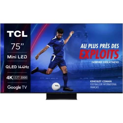 TV 75" TCL 75C845 - QLED, Mini LED (via ODR de 200€)