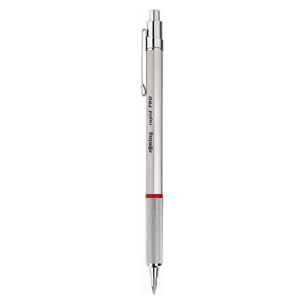 Stylo-Bille rOtring Rapid Pro - Rechargeable, Pointe Moyenne, Argent