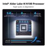 Mini PC S12 Pro, Alder Lake-N N100, 16 Go DDR4 + 500 Go M.2 PCIe 2280 NVMe SSD, WIFI6, Double HDMI, 1000 Mbps, BT 5.2 (Vendeur Tiers)