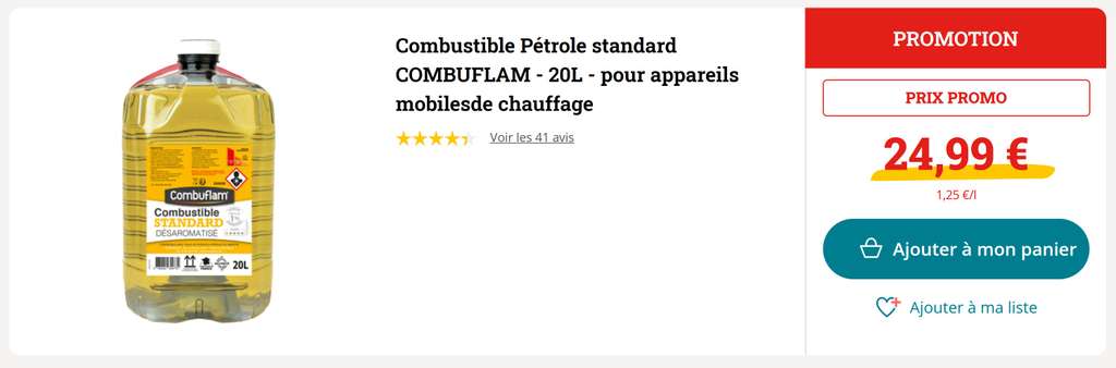 Promo Ptx combustible standard 20l chez Carrefour