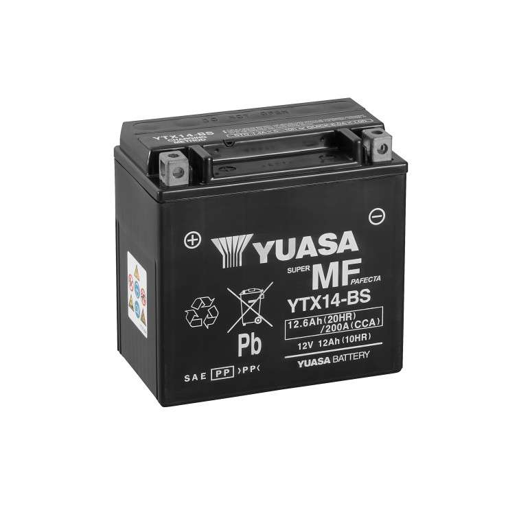 Batterie Moto Yuasa YTX14-BS - 12V, 12.6AH, 200A (power-manutention.fr)