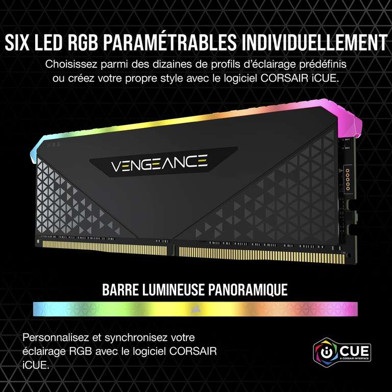 Kit mémoire RAM DDR4 Corsair Vengeance RGB RS - 16 Go (2 x 8 Go), 3200 MHz, C16