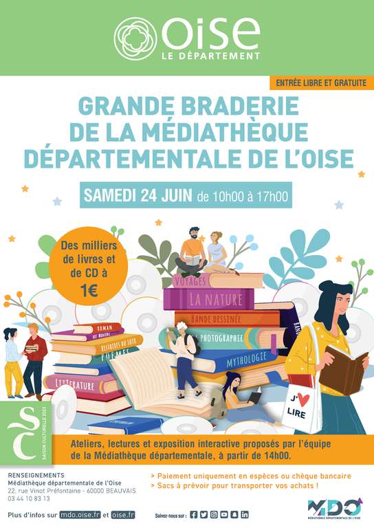 Grande braderie de la Médiathèque départementale: Livres, BD, CD, Albums illustrés à 1€ - Beauvais (60)