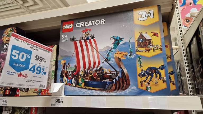 Jeu de construction Lego Creator : Le bateau viking 3 en 1 avec le serpent de Midgard 31132 (via 50€ fidélité) - St Sébastien sur Loire (44)