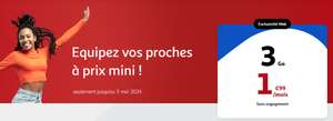 [Clients Auchan Telecom] Forfait mobile Auchan telecom Appels/SMS/MMS illimités + 3Go en 4G depuis la France métropolitaine