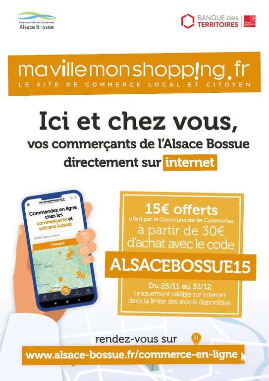 15€ de réduction dès 30€ d'achat - mavillemonshopping.fr