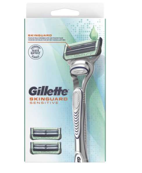 Sélection de produits de rasage gratuits. Ex : Gillette SkinGuard sensitive rasoir + 2 lames (via 9,25€ sur carte fidélité) - Poitiers (86)