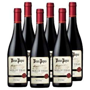 Lot de 6 bouteilles de Vin Rouge Vieux Papes Cuvée Réservée 75cl - Merlot Syrah, vin de France (avec abonnement Prévoyez et économisez)