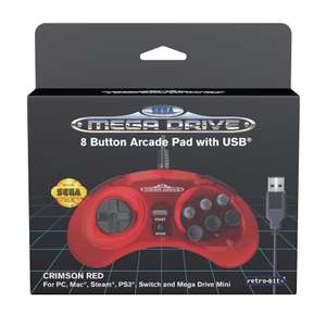 Manette USB Sega Mega Drive pour Sega Genesis Mini, Nintendo Switch, PC, Mac, Steam, RetroPie, Raspberry Pi