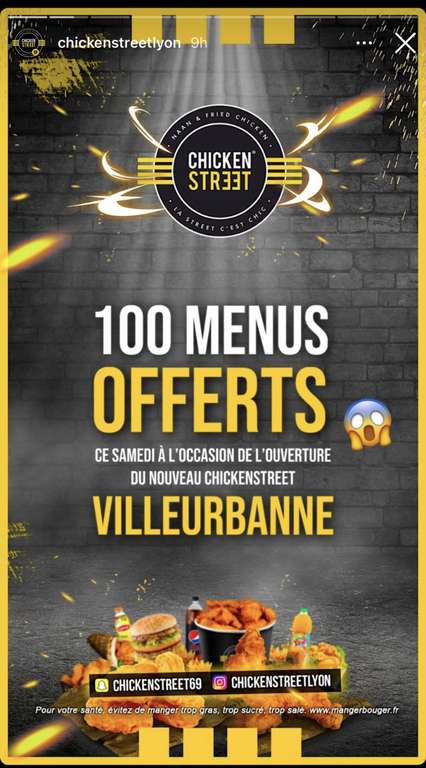 Les 100 premiers menus offerts - Chicken Street Villeurbanne (69)