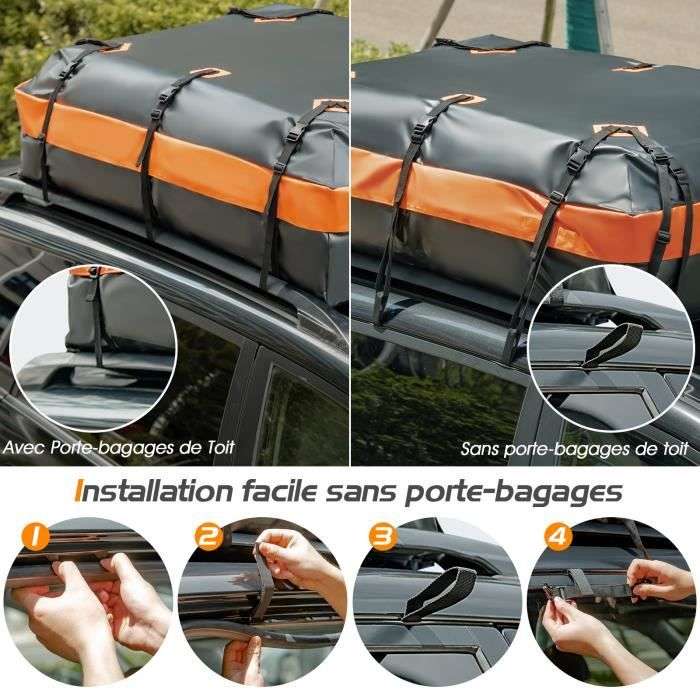 Porte-bagages de toit - 100 % étanche 424 litres Sac étanche pour toit de  voiture et