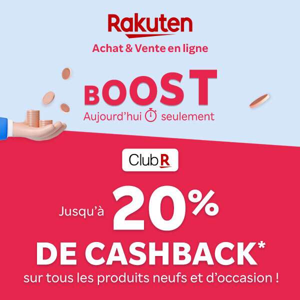 Jusqu'à 20% offerts en Rakuten Points sur tout le site selon votre statut (Max 100€ à 200€ - Hors iPhone 15 & PS5)
