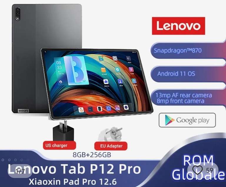 Tablette 12.6" Lenovo Tab P12 Pro - 5G - amoled - Global ROM 8 Go / 256 Go