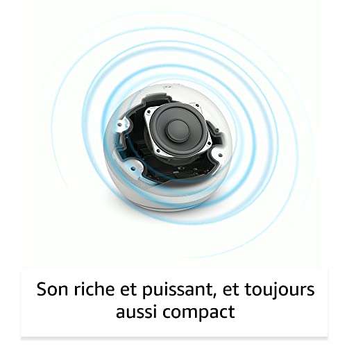 Assistant Echo Dot (5e génération, modèle 2022) avec horloge, Bleu-gris +  Prise connectée WiFi Meross Smart Plug –