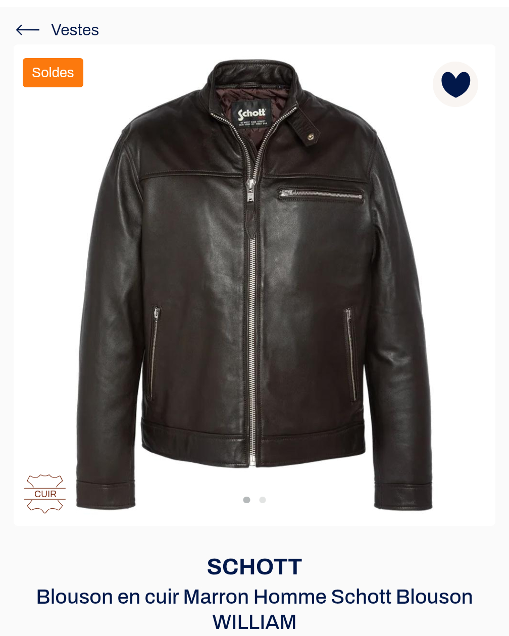 Blouson en cuir Schott pour homme