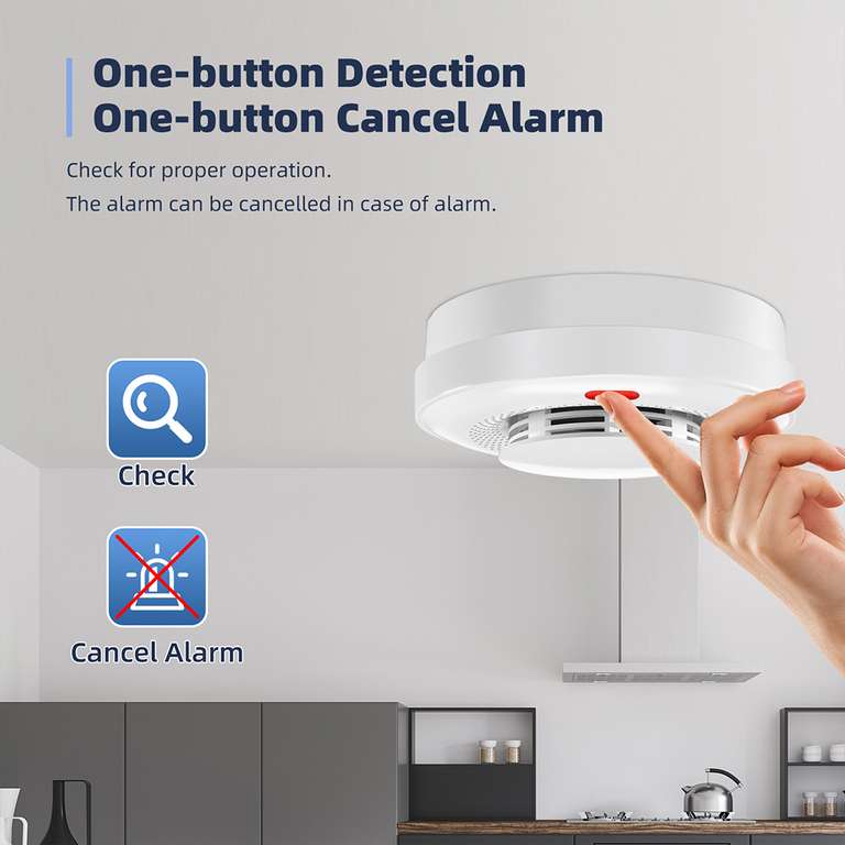 Détecteur de fumée WiFi Tuya Alarme sans fil intelligente avec alarme sonore et lumineuse, contrôle à distance via l'application